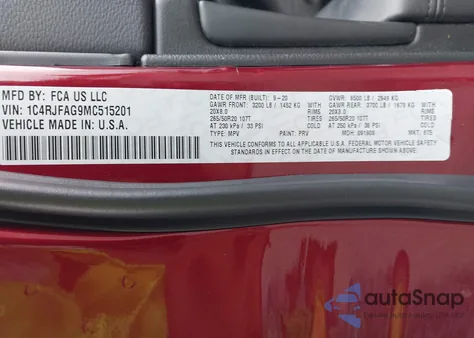 2021 Jeep Grand Cherokee Laredo X 4X4 from USA, damaged, VIN 1C4RJFAG9MC515201